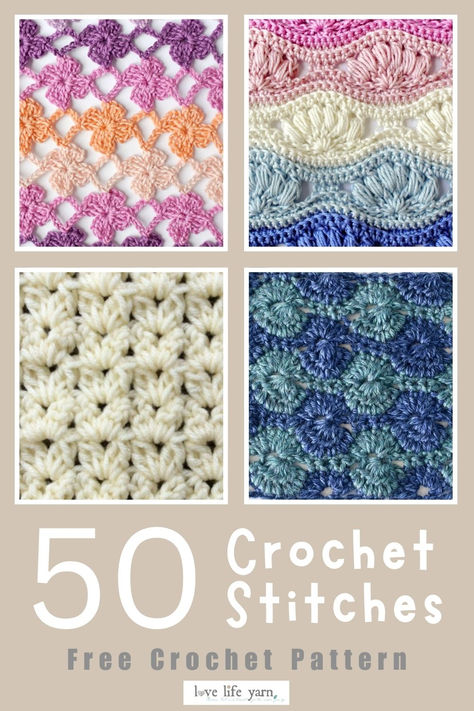 FROM BEGINNER TO PRO: 50+ CROCHET STITCHES TO ENHANCE YOUR SKILLS! Common Crochet Stitches, Flecks Yarn Patterns, Fine Yarn Crochet Projects, Best Crochet Stitch For Variegated Yarn, Yarn Saving Crochet Stitches, Two Color Crochet Stitches, Easy Crochet Stitches For Blankets, Decorative Crochet Stitches, Crochet Stitches Patterns Diagram