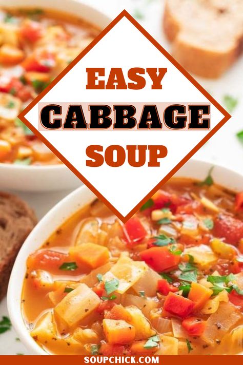 Easy Cabbage Soup Homemade Cabbage Soup, Big Boy Cabbage Soup Recipe, Easy Cabbage Soup Recipe, Simple Cabbage Soup, Easy Cabbage Soup, Soup Quick, Cabbage Soup Recipe, Filling Lunch, Easy Soup