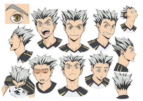 Haikyuu Bokuto, Bokuto Koutarou, New Character, Haikyuu Manga, Haikyuu Characters, Haikyuu Fanart, Character Sheet, Facial Expressions, Character Designs