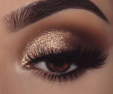 Gala Make Up, Masquerade Makeup, Golden Eye Makeup, Bronze Eye Makeup, Ball Makeup, Make Up Gold, Gold Makeup Looks, Wedding Eye Makeup, Gold Eye Makeup