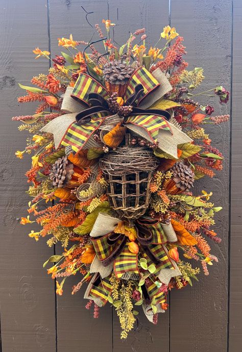 Fall Swag | Fall Wreath | Fall Wreath for Front Door | Thanksgiving Door Decor | Farmhouse Fall Swag | Rustic Fall Decor by WreathHausSD on Etsy Fall Wreath For Front Door, Fall Swags, Rustic Fall Decor, Wreath Fall, Farmhouse Fall, Wreath For Front Door, Fall Wreaths, Door Wreath Hanger, Wreaths For Front Door