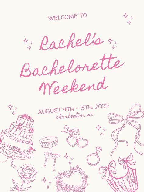 ✨ Coquette Bachelorette Welcome Sign Poster Canva Template | Bridgerton-Inspired Editable Digital Download ✨ 🎀 ABOUT THIS LISTING: Calling all coquette brides and Bridgerton lovers! Host the dreamiest bachelorette weekend with our Bridgerton-inspired Canva templates. This whimsical, elegant and romantic template includes: Bachelorette Weekend Welcome Poster: Set the tone for a sophisticated celebration that pairs perfectly with our Invite and Weekend Itinerary Template (linked below): Keep your