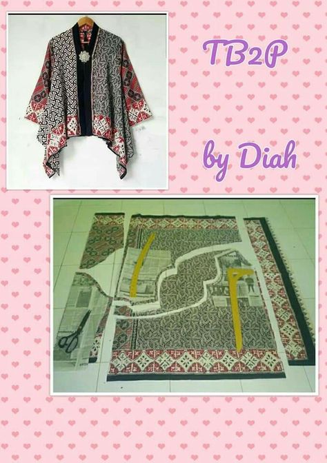 Pola Kardigan, Mode Batik, Outer Batik, Batik Dress Modern, Basic Dress Pattern, Diy Kimono, Projek Menjahit, Sewing Blouses, Sewing Clothes Women