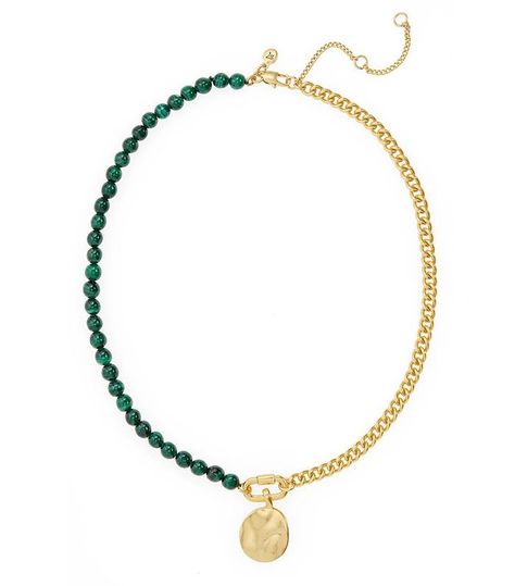 Madewell Malachite Half and Half Carabiner Chain Necklace