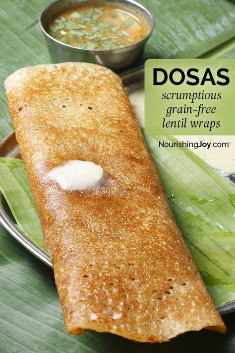 Dosas are a lentil-based wrap-style flatbread that are an excellent bread substitute in a gluten-free diet, as well as being delicious no matter how you eat them. Lentil Wraps, Lentil Bread, Low Carb Wraps, Bread Substitute, Vegan Bread, Tikka Masala, Foods With Gluten, Samosa, Gluten Free Diet