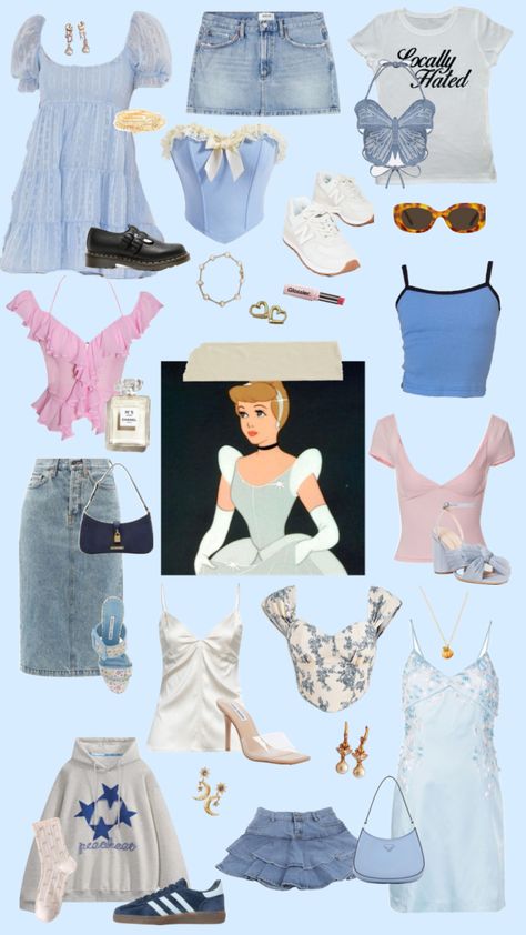 #disney #disneyprincess #ootd #outfitideas #outfit #fyp #cinderella Cinderella Movie Outfits, Cinderella Outfit Ideas Casual, Disney Themed Outfits Summer, Cinderella Disney Bounding, Disneyland Princess Outfit, Cinderella Outfit Ideas, Modern Disney Princess Outfits, Disney Princess Outfit Ideas, Cinderella Inspired Outfit