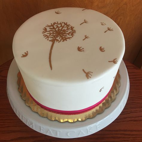 Dandelion hand painted. #peridotsweets Dandelion Birthday Cake, Dandelion Cake Decoration, Dandelion Cake Design, Dandelion Cake, 11 11 Make A Wish, Cake Decorating Courses, Dandelion Clock, Decorated Cakes, 1st Birthday Cake