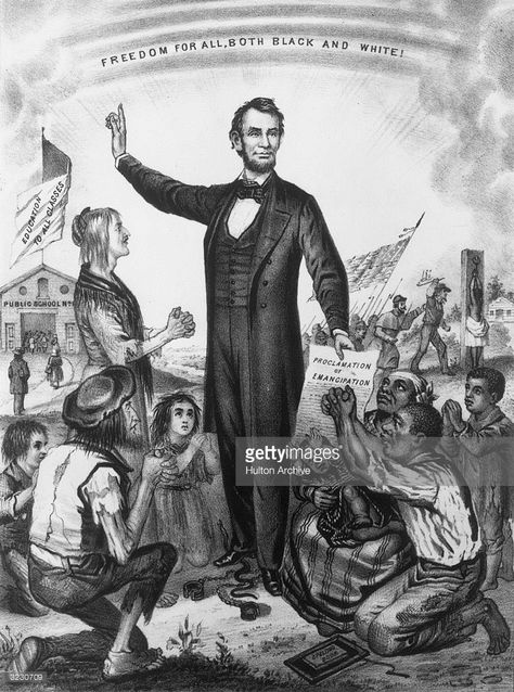 American president Abraham Lincoln (1809-1865) issues the Emancipation Proclamation which decreed an end to slavery. Engraved by J L Magee Emancipation Proclamation, American Presidents, Us History, Abraham Lincoln, American History, African American, Lincoln, Native American, Getty Images