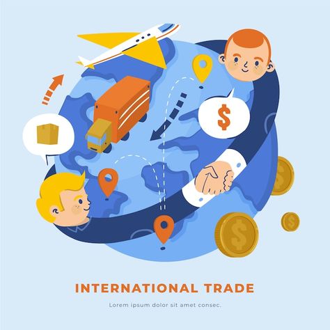 Free Trade Illustration, Globalization Pictures, International Trade Illustration, Globalisasyon Picture, Economic Globalization Poster, Globalization Poster Ideas, Trade Illustration, Cartoon Globe, Effects Of Globalization