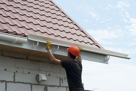 Many homes forgo the use of gutters, and this can be a big mistake. But with your upcoming roof repairs, it’s important to take a good look at your gutters and decide if they should be replaced along with your pristine new shingles. Rain Gutter Installation, Gutter Profiles, Gutter Installation, Gutter Protection, Gutter Repair, Seamless Gutters, K Style, Copper Gutters, How To Install Gutters