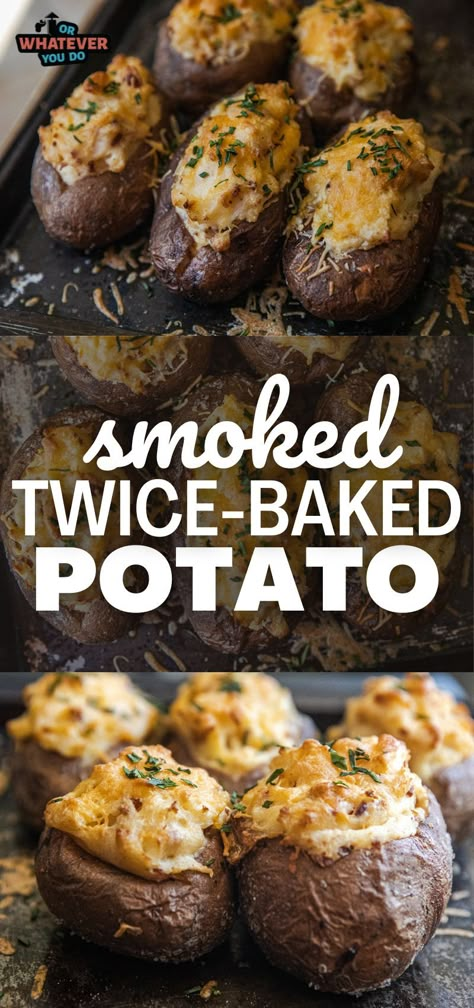 Pellet Grill Baked Potato, Pellet Smoker Potato Recipes, Potato Smoker Recipes, Smoker Baked Potatoes, Smoker Meal Ideas, Smoked Sides Dishes, Potatoes On Smoker, Smoked Potatoes In Smoker, Quick Smoker Recipes