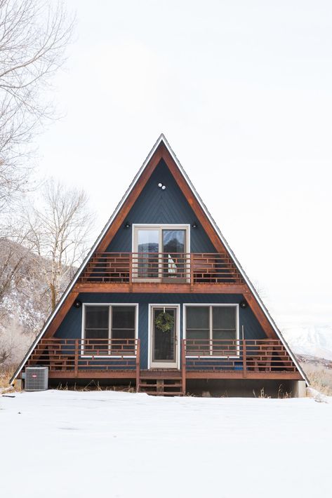 Before and After: An A-Frame Cabin Boasts Serious Scandinavian Vibes - Photo 4 of 14 - A-Frame Haus in Heber City, Utah How To Build A Log Cabin, A Frame Cabins, Frame Cabin, Cabin Kits, A Frame Cabin, A Frame House, Wood Siding, Tiny House Cabin, Small Cabin