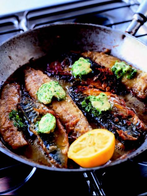 Pan Fried Mackerel with Herb Butter by Rachel Allen Whole Mackerel Recipe, Mackerel Fillet Recipes, Baked Mackerel, Fried Mackerel, Rachel Allen, Mackerel Recipes, Mackerel Fish, Irish Cuisine, Fried Fish Recipes