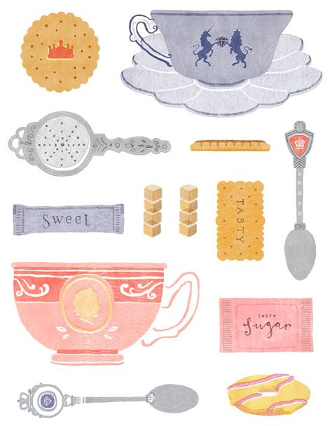 Illustrated Kitchen, Culinary Illustration, Tea Pictures, Tea Illustration, Illustration Food, Little Doodles, Things To Make, Tea Art, Whimsical Design