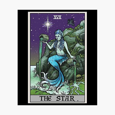 Siren Halloween, Mermaid Tarot, The Star Tarot Card, Halloween Mermaid, Star Tarot Card, Siren Tattoo, The Star Tarot, Tarot Card Tattoo, Tarot Tattoo