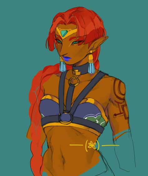 Gerudo Women Breath Of The Wild, Fem Link Botw, The Legend Of Zelda Gerudo, Gerudo Character Design, Gerudo Women Fanart, Gerudo Fanart, Gerudo Aesthetic, Zelda Champions, Gerudo Women