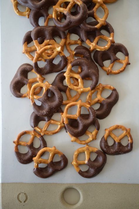 Pretzel Recipes, Granola Cookies, Emily Schuman, Chocolate Dipped Pretzels, Birthday Menu, Pretzel Dip, Simple Dessert, Covered Pretzels, Farmhouse Pottery