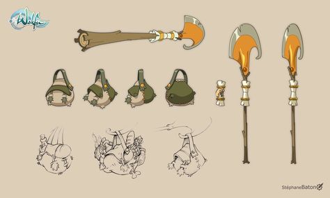 ArtStation - Wakfu props, Stéphane Baton Wakfu Manga, Clover Wallpaper, Props Concept, A Concept, Prop Design, Black Clover, Character Design References, Design Reference, Shovel