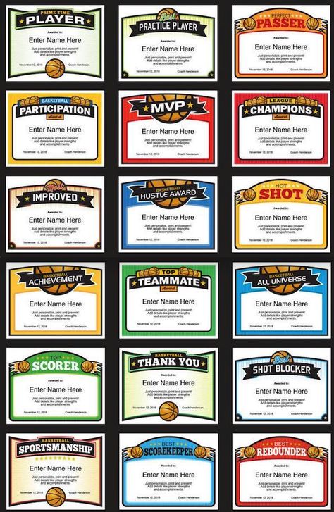 Cool basketball certificates: Just personalize, print and present these for a lasting keepsake for players and coaches.  #basketball #awards #certificates Team Awards Ideas Sports, Team Awards Ideas, Sports Awards Ideas, Basketball Awards For Kids, Basketball Gifts For Players, Basketball Award Ideas, Basketball Certificate, Basketball Banquet Ideas, Volleyball Awards Certificates