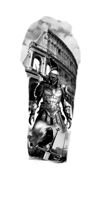 Ares Forearm Tattoo, Greek Gladiator Tattoo, Spartan Back Tattoo, Spartan Tattoo Forearm, 300 Spartans Tattoo Ideas, Ares Tattoo Design, Warrior Sleeve Tattoo, Roman Tattoo Design, Gladiator Tattoo Design