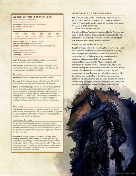 Imgur Post - Imgur Evil Warlock Dnd, Dark Souls Dnd 5e, Homebrew 5e, Artorias The Abysswalker, Homebrew Monsters, Stat Block, Dnd Monster, Monster Manual, Dnd Stats