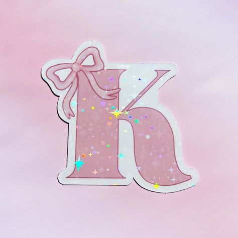 Sparkle Monogram Sticker, Single Initial Letter, Coastal Grandaughter, Pink Blue Bows, Handmade Coquette Decal for Laptop, Phone, Bottle - Etsy For Laptop, Greeting Card Collection, Monogram Stickers, Desktop Background, Shop Wall Art, Foodie Gifts, Travel Inspired, Blue Bow, Initial Letter