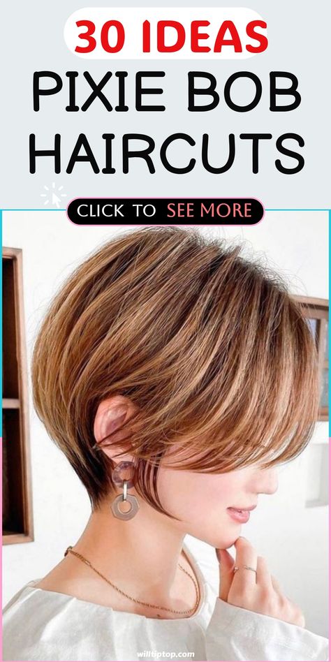 Discover the ultimate style statement with Pixie Bob Haircuts, a fusion of short and long hair that exudes freshness and modern chic. Opt for bangs, layers, or a side-swept look to effortlessly achieve a trendy yet low-maintenance vibe. Dive into the realm of versatility by customizing your pixie bob to reflect your individuality, boosting your confidence and leaving you feeling fabulous daily. Explore this sought-after hairstyle trend without compromising on style or convenience. Stacked Bob Haircut For Fine Hair Back View, Short Bob From Back, Pixie Bob Fine Hair Over 50, Pixie Haircut Low Maintenance, Short Bobs With Bangs For Fine Hair, Side Swept Pixie Haircut, Short Hairstyles Without Bangs, Bixie Straight Hair, Short Haircuts Back View