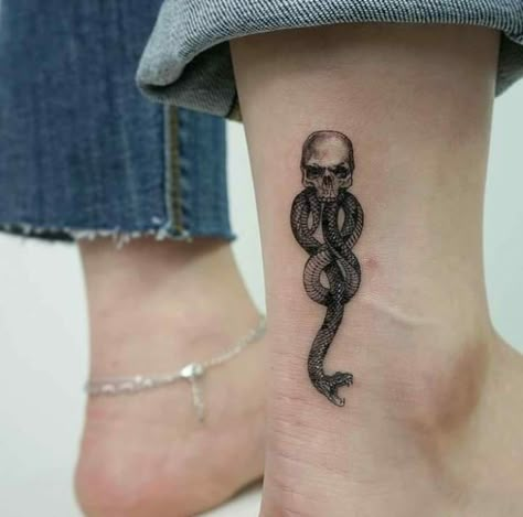 Slytherin Tattoo, Dark Mark Tattoos, Harry Tattoos, Hp Tattoo, Potter Tattoo, Mark Tattoo, Harry Potter Tattoos, Harry Potter Tattoo, Snake Tattoo