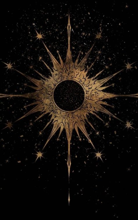 Golden Star Aesthetic, Celestial Profile Picture, Gold Black And White Aesthetic, Stars Druid Aesthetic, Sun Magic Art, Celestial Magic Aesthetic, Sun Magic Aesthetic, Dark Sun Aesthetic, Elemental Magic Aesthetic