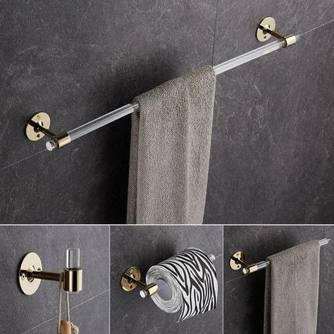 Bathroom – Page 3 – Hadley Silver And Gold Bathroom, Bath Towel Decor, Transparent Bathroom, Hand Towel Bar, Bathroom Towel Holder, Black And Gold Bathroom, Bathroom Towel Hooks, Silver Bathroom, Double Towel Bar