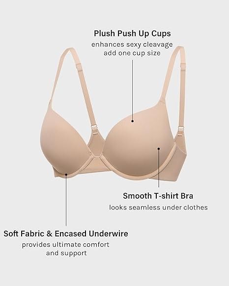 INLYRIC Women's Push Up Bra Tshirt Demi Supportive Bras Underwire Plunge Padded Comfortable Inbarely Plus Collection Peach Taupe 36B at Amazon Women’s Clothing store Bras Underwire, Supportive Bras, Everyday Bra, Support Bras, T Shirt Bra, Amazon Women, Underwire Bra, Push Up Bra, Hosiery