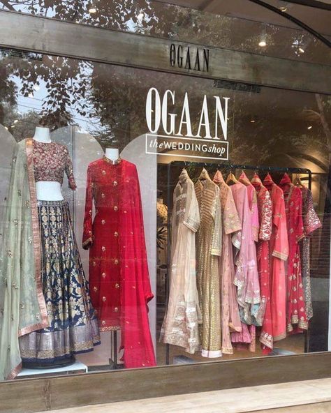 New shop Indian Clothing Boutique Interior, Clothes Store Design, Banaras Lehenga, Clothing Boutique Interior, Bridal Boutique Interior, Dream Boutique, Store Interior Design, Interior Window, Retail Store Interior Design