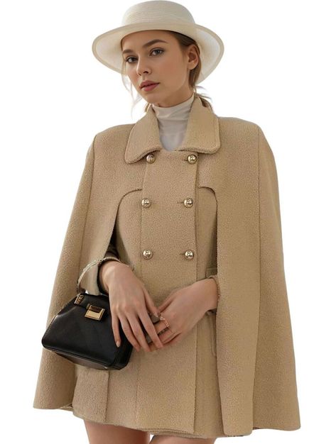 Cape Coat Outfit, Poncho Coat Cape, Wool Cape Coat, Cape Cloak, Elegant Coats, Cape Jacket, Coat Outfit, Cape Coat, Knitted Coat