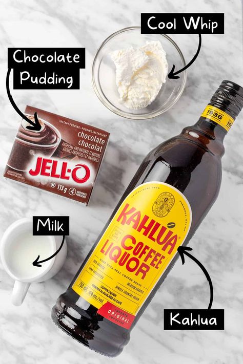 Kahlua Pudding Shots - The Littlest Crumb Kahlua Pudding Shots, Shooters Alcohol Recipes, Kahlua Shots, Rumchata Pudding Shots, Kahlua And Milk, Chocolate Pudding Shots, Pudding Shot Recipes, Kahlua Drinks, Kahlua Recipes