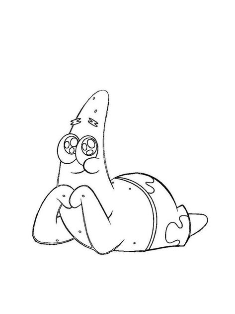 Patrick Star Tattoo, Patrick Star Drawing, Patrick Drawing, Spongebob Drawings, Simpsons Drawings, Star Coloring Pages, Disney Art Drawings, Canvas Drawings, Disney Sketches