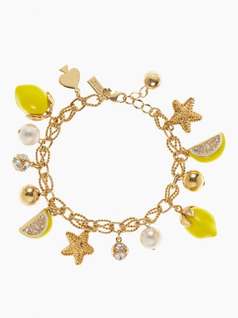 Kate Spade lemon tart charm bracelet Diamond Beach, Lemon Tart, Love Charms, I Love Jewelry, Unique Styles, Love Bracelets, Bracelets And Charms, Bracelet Designs, Pearl Bracelet