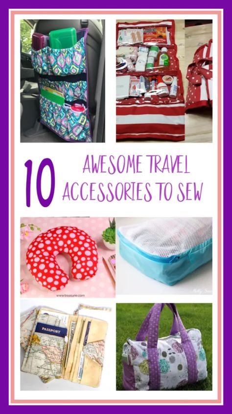 Ten FREE Travel Accessories to Sew - What's Nana Making? Sewing Travel Accessories, Accessories To Sew, Diy Travel Accessories, Vinyl Placemats, Purse Sewing, Travel Sewing, Candles Diy, Sewing To Sell, Sewing Machine Projects