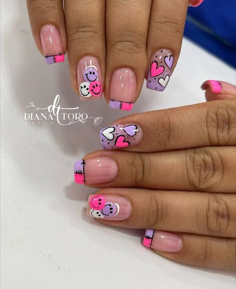 Valentines Nails For Kids, Kiddie Nails, Kids Nail Art Designs, Baby Nail Art, Cc Nails, Valentines Nail Art Designs, Kids Nail Designs, Girls Nail Designs, Nail Art For Kids