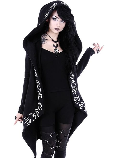 Restyle All Seeing Moon Gothic Hoodie | Attitude Clothing Punk Hoodie, Gothic Coat, Outfit Chic, Jules Smith, Loose Coats, Women Hoodies, Estilo Punk, Punk Outfits, Style Punk