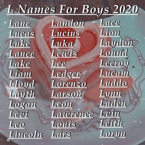 Boy L Names, L Boy Names, L Names For Boys, Aesthetic Boy Names, Oc Names, Unique Boy Names, Unique Baby Boy Names, L Names, Character Name Ideas