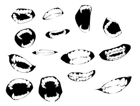 @art_reference_tips’s Instagram profile post: “Stylized | Grinding teeth reference . Credit to TORINIKU_333 (From Twitter) . DISCLAIMER!!! I DON’T OWN ANY OF THE ART I POST. This account…” Teeth Fangs Drawing, Fangs Reference, Mouth Drawing Reference Fangs, Fangs Drawings, Fangs Art, Teeth Reference, Teeth Drawing, Anime Mouths, Mouth Drawing