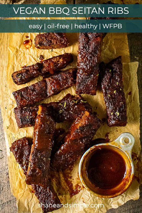 Easy Vegan BBQ Seitan Ribs - Shane & Simple Vegan Seitan Ribs, Easy Seitan Recipes Vegan, Best Seitan Recipes, Bbq Vegan Recipes, Vegan Seitan Recipes, Seitan Recipes Vegan, Vegetarian Ribs, Vegan Ribs Recipe, Vegan Bbq Ribs