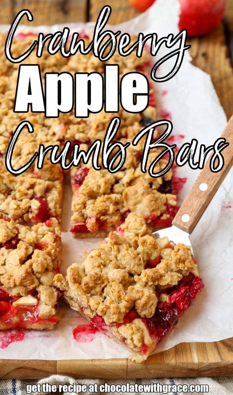 Cranberry Apple Crumb Bars Apple Cranberry Breakfast Bake, Apple Cranberry Bars, Apple And Cranberry Desserts, Apple Cranberry Cookies, Cranberry Apple Cake Recipes, Cranberry Oatmeal Bars Healthy, Apple Cranberry Pie With Crumb Topping, Cranberry Apple Bars, Cranberry Apple Dessert