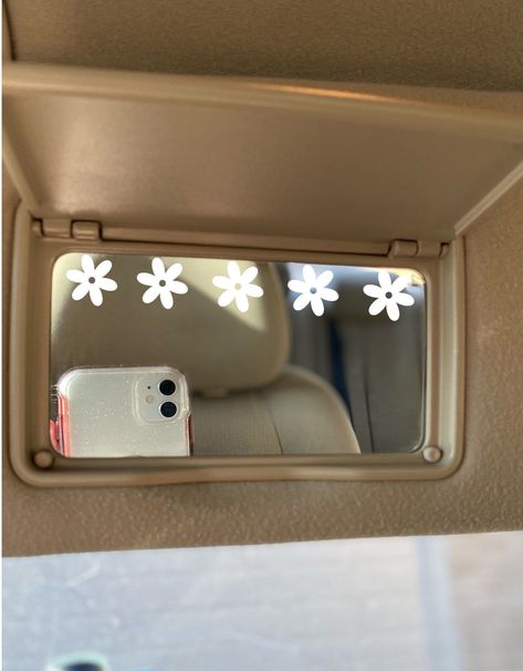 Flower Car Mirror Decal, Car Mirror Sticker, Rear View Mirror Sticker, Car Decal Sticker, Affirmation Car Decal, Positivity Decal, Trendy -  #affirmation #Car #Decal #Flower #Mirror #Positivity #Rear #sticker #Trendy #View Pastel Car Accessories, Car Decor Theme, Flower Car Stickers, Car Inspo Interior Boho, Things For Cars Cute, Aethstetic Car Interior, Cute Car Decor Aesthetic, Car Diy Decor, Car Accessories Beachy