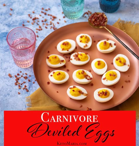 Carnivore Deviled Eggs - Maria Mind Body Health Carnivore Deviled Eggs, Carnivore Thanksgiving, Carnivore Thanksgiving Recipes, Carnivore Lifestyle, Carnivore Snacks, Easy Deviled Eggs, The Best Deviled Eggs, Keto Eggs, Protein Sparing Modified Fast