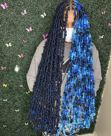 Loc Styles For Black Women, Elegant Braided Hairstyles, Blue And Black Braids, Black Braids Hairstyles, Styles For Black Women, Black Kids Braids Hairstyles, Butterfly Locs, Short Locs Hairstyles, Faux Locs Hairstyles