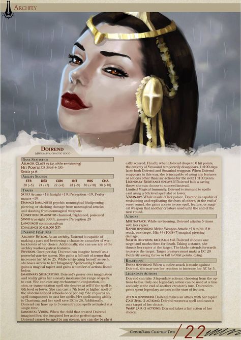 Arch Fey, Homebrew 5e, Homebrew Monsters, Monster Manual, Create Your Own Adventure, Dungeons And Dragons 5e, Dnd Ideas, Dnd 5e Homebrew, D D Monsters