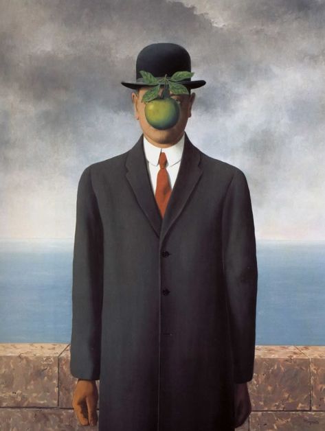 Son Of Man Painting, Magritte Paintings, Magritte Art, Francesca Woodman, Son Of Man, René Magritte, Classic Artwork, Rene Magritte, Takashi Murakami