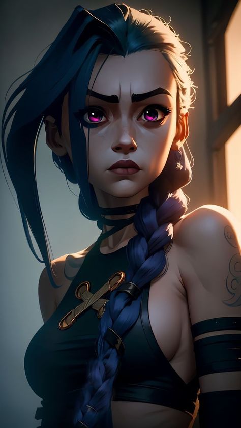 Jinx Arcane Wallpapers, Powder Jinx Arcane, Arcane Jinx Wallpaper, Jinx Tattoo, Arcane Powder, Jinx From Arcane, Jinx Wallpaper, Powder Arcane, Style Cyberpunk