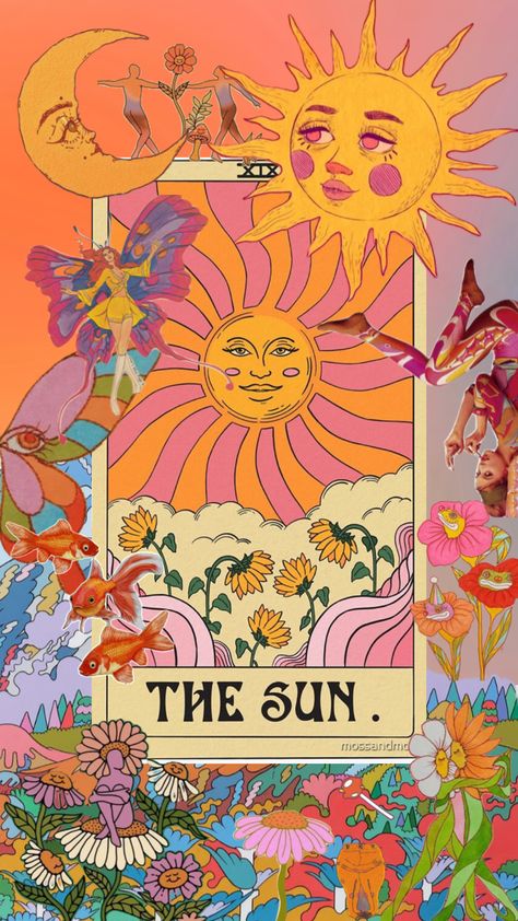 here comes the sun #rainbow #colorful #hippievibes #bright #flowers #beaming #glow Tarot Cards Art, Rainbow Aesthetic, Abstract Art Wallpaper, Hippie Wallpaper, Here Comes The Sun, Phone Wallpaper Patterns, Bright Flowers, Spiritual Art, Screen Wallpaper